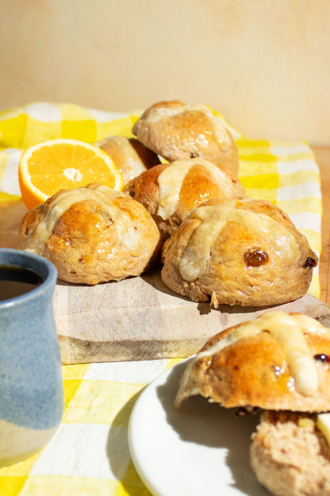 Sprouted Oat Hot Cross Buns