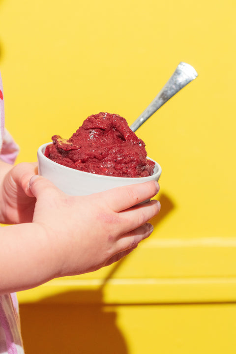 Strawberry Sorbet with Sprouted Flax
